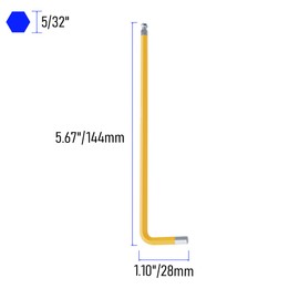 FOCMKEAS 2PCS 5/32 Ball End Hex Key Allen Wrench, SAE Internal Hexagonal Wrench, L Shaped Long Arm S2 Steel Repairing Tool，Yellow