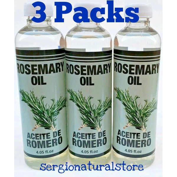 3 Packs ACEITE DE ROMERO 4.05 oz. each ROSEMARY OIL AROMATERAPIA Body Facial