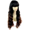 Wonderful Curly Black Brown & Red Long Lady Wig Dip-Dye