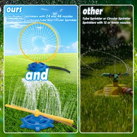 Water Play Sprinkler Set 2 in 1- Sprinkler Hose and Circular Sprinkler Ring, Fun Outdoor Water Toys for Kids, Easy to Install, Safe and Durable, Perfect for Summer Backyard Activities and Garden Use