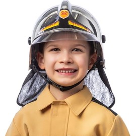 Orlob Fire brigade helmet, sporty, shiny chrome for children and adults, adjustable