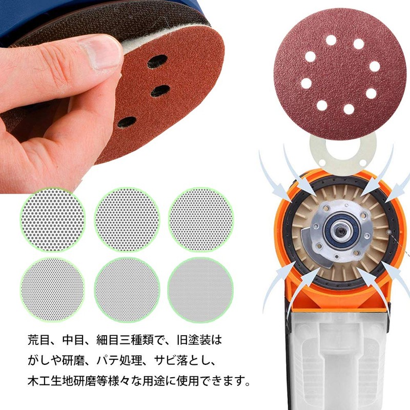 Teenitor Sanding Paper, 4.9 inches (125 mm) Diameter, 72 Sheets,