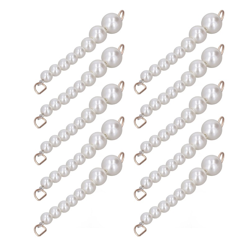 10Pcs Pearl Shoe Chains Polished ABS Resin Metal Buckle Widely