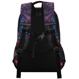 Horse Backpack for Students Boys Girls Glowing Purple Horse School Bag Travel Daypack Rucksack