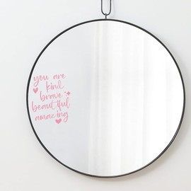 matafat 4PCS Mirror Decals for Bathroom Affirmation Mirror Sticker Decoration for Kids Girls Positive Mirror Decal Vinyl for Women Inspirational Quotes Mirror Decal Slogan Wall Sticker Pink