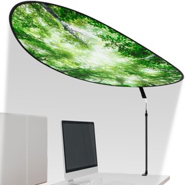 Juexica 51'' Adjustable Office Cubicle and Desk Shade,Large Portable Cubicle Light Shade with Clamp Foldable Rotatable Canopy Blocks Light or Disturbance for Working Accessories (Forest)