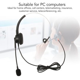 Telephone Headset Single Ear, Professional Noise Canceling Adjustable Wired Phone Headset for Call Center Customer Service, Noise Canceling Business Single Ear Headset