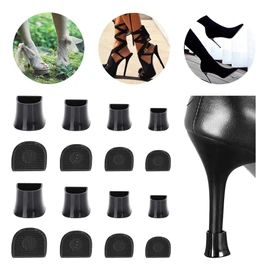 Protectores de tacón alto - Tapones de talón para reparación de talón, cubiertas para caminar sobre césped y cubiertas de talón desiguales perfectas para eventos al aire libre de bodas (tipo U, negro, 8 pares)