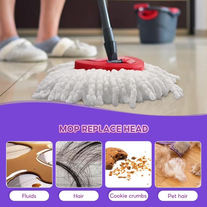 3Pcs Mop Replacement Heads Compatible for Vileda, Microfiber Swivel Mops