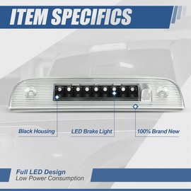 Auto Dynasty Rear Center Black Housing Full LED 3rd Third Tail Brake Light Stop Lamp Compatible with Dodge Nitro 07-12