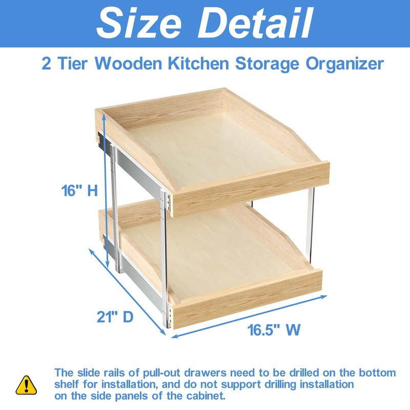 ROOMTEC 2 Tier Pull Out Cabinet Organizer, Double Tier Slide