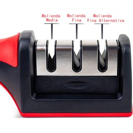 Afilador de cocina, afilador manual, afilador profesional, afilador de cocina de 3 etapas, hoja de cerámica/diamante/acero de tungsteno, adecuado para todos los tamaños de cuchillos domésticos