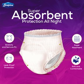 Period Pants - Women's Disposable Overnight Underwear - Heavy Flow Support 48 Period Pants (2 Count Pack of 12) L Size