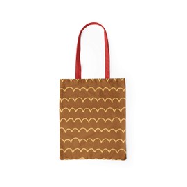 Le Jardin du Lin Bedruckte Einkaufstasche mit Roten Langen Henkeln, Wiederverwendbare, Tasche, Faltbar, ​Stofftasche, Größe: 34 x 40 Cm