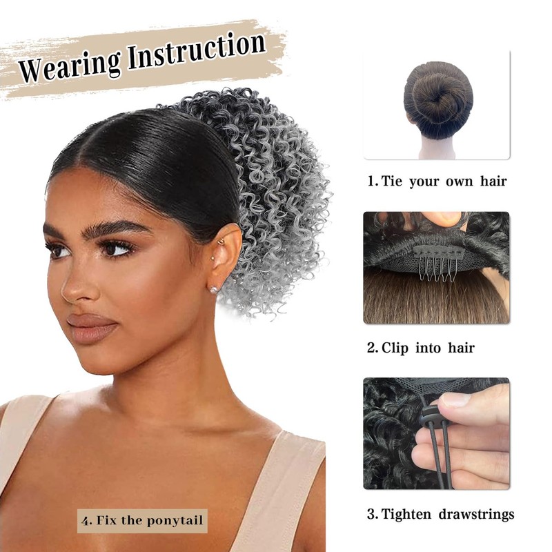Fulang Hair Pferdeschwanz-Extensions, Echthaar, Afro, Pferdeschwanz, Extensions, für Frauen, Pferdeschwanz,