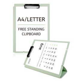 GAUENEEN Free Standing Clipboard and Desktop Stand with Adjustable Buckles Easel Back - Foldable Stand and Document Holder for School, Office and Business Use (9.37 x 12.6 inches) (Light Green)
