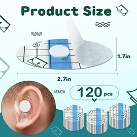 Kingdder 120 Pieces Ear Covers for Shower Plugs Waterproof Protector Newborn Sticker Disposable Cotton Ball Baby Shower Cap Ear Protection for Kid Showering Surfing Snorkeling Other Water Sport(Blue)