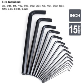 EFFICERE 30-Piece Premium Hex Key Allen Wrench Set, SAE and Metric Assortment, L Shape, Chrome Vanadium Steel, Precise and Chamfered Tips | SAE 0.028-3/8 inch, Metric 0.7-10 mm | In Storage Case