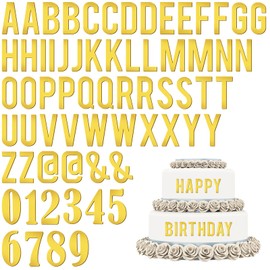 NISENTIA 64 lettere per torte, lettere, decorazioni per torte, torte, scritte in oro, acrilico, decorazione per torte, numeri 0-9 e A-Z, lettere dorate per compleanno, matrimonio, anniversario, festa