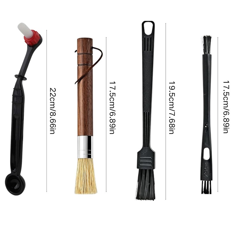 coffee grinder cleaner Brush Set, Walnut Wood Handle Espresso Cleaning
