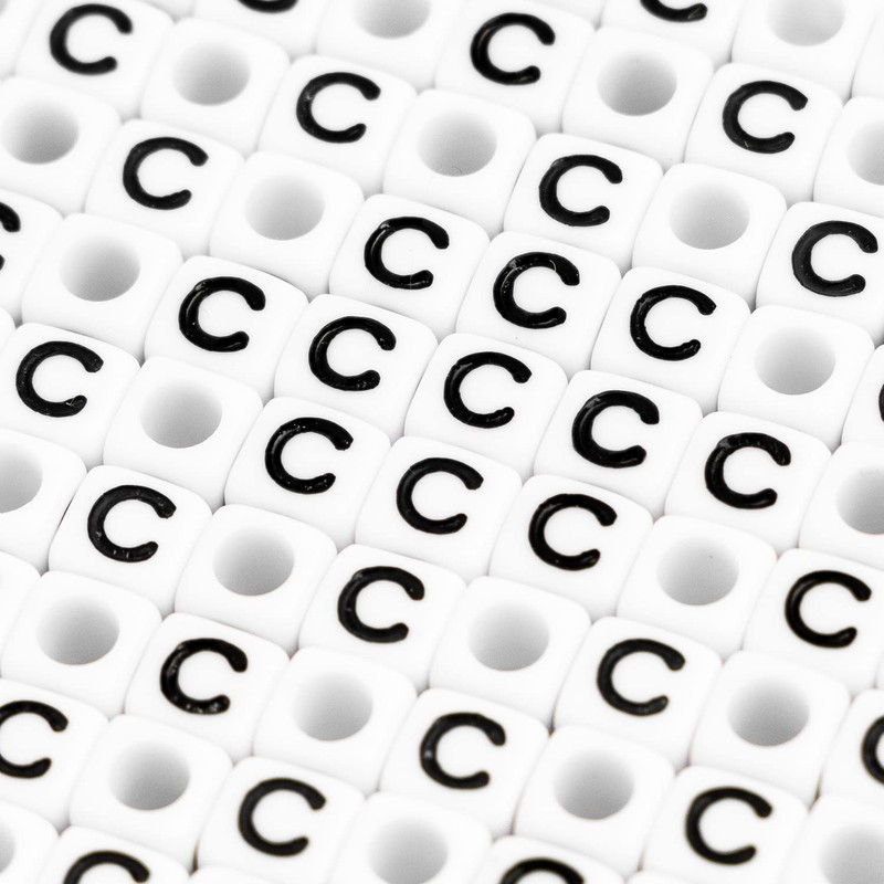 500Pcs Cube White Acrylic Letter Beads 6x6mm Letter B Alphabet