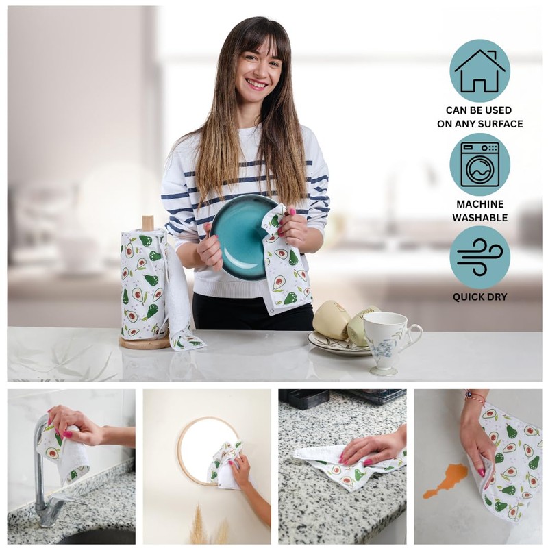 Reusable Kitchen Roll with Snap Fasteners 10 Pack - Eco