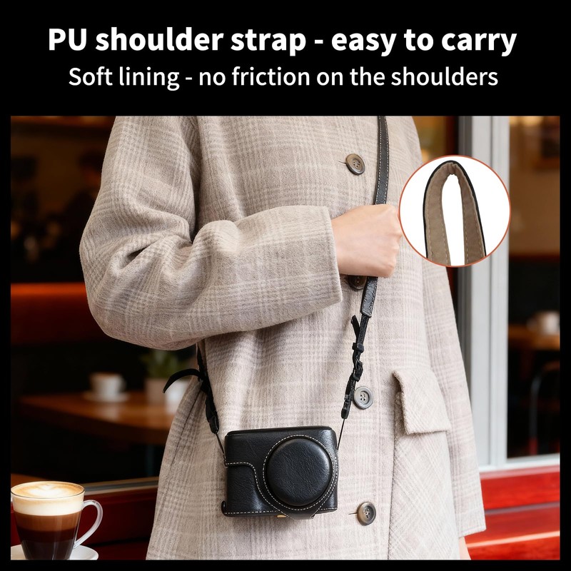 VOVMOEYA for Panasonic Lumix DC-ZS99 Case - PU Leather Scratch-Resistant