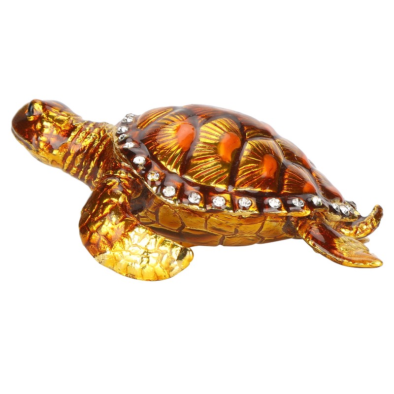 Tortoise Figurine Electroplated Turtle Jewelry Trinket Storage Box Ornament with
