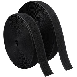 ECOHomes 1 Inch Wide x 33 FT Hook and Loop Tape for Fabric Roll, Sewable Strips for Clothing, Non-Adhesive Sewing Fastener Straps, Easy Sew In, Strong, Black