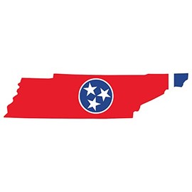 Tennessee State Flag and Map Heat Transfer Sticker - White OSFM