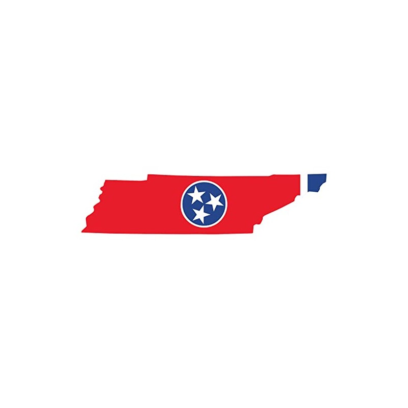 Tennessee State Flag and Map Heat Transfer Sticker - White