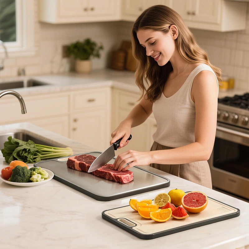 Snuvid Titanium Cutting Board, Double Sided Cutting Boards for kitchen,