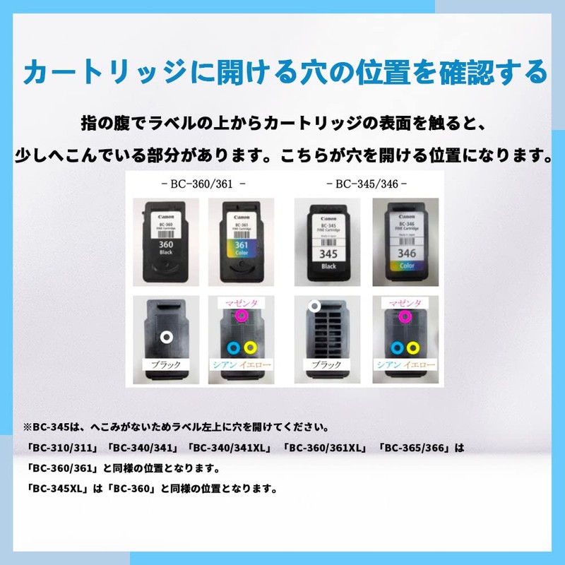 Canon Compatible Ink Refill (BK/C/M/Y), BC-310/311, BC-340/341, BC-345/346, BC-360/361, BC-365,