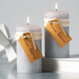 Sullivans Vance Kitira Pillar Candles Set of 2, 6-Inch Silver Candle Sets, Clean-Burning, Environmental-Friendly, Unscented, Hand-Poured Wax Candles, Home Décor (CT246DOVEKIT)