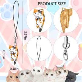 6 Pcs Cat Charm for Cell Phone Kawaii Kitty Mobile Phone Charms Strap Cute Hanging Accessories for Bags, Wallet Keychain
