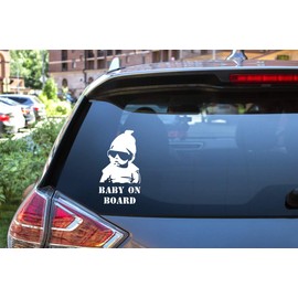 Baby On Board Vinyl Car sticker Van Truck Bike Bumper Decal Safety sign Caution Sign for New Parent and Baby Window Sticker Funny Vinyl Sign Decal Child In Sunglasses Cars Bumper Stickers Signs