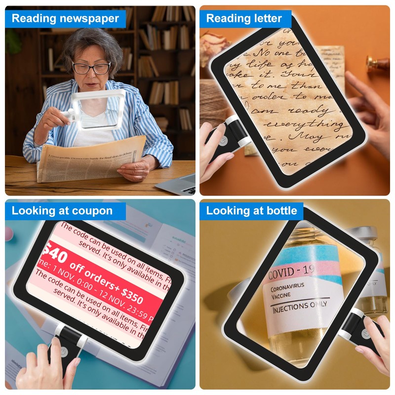 3X Magnifying Glass for Reading Handheld, Large Full Page Magnifier