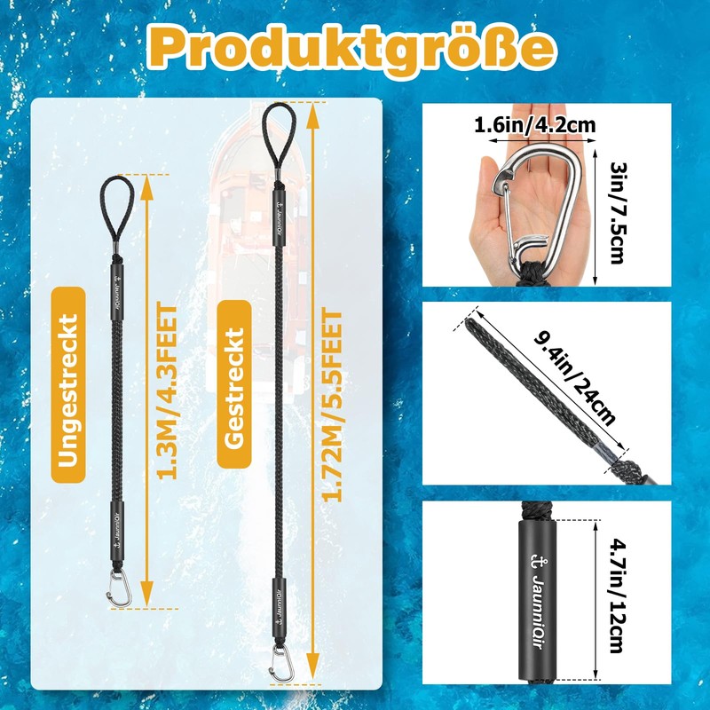 Bungee Boat Dock Line con clip in acciaio inox 316,