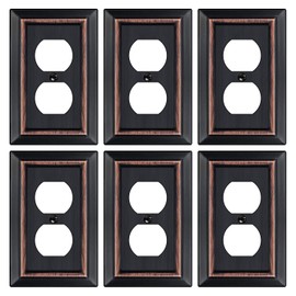 Dyekou Metal Wall Plate for Electrical Outlets, Decorative Aged Bronze Switch Plates Outlet Cover, Light Switch Cover Plate, 1-Gang Wall Plates (Duplex Outlet, 6 Pack)