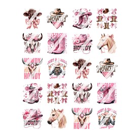 Western Cowgirl Pink Nail Art Decals - Waterslide Nail Decals (Child 0.2" inches)