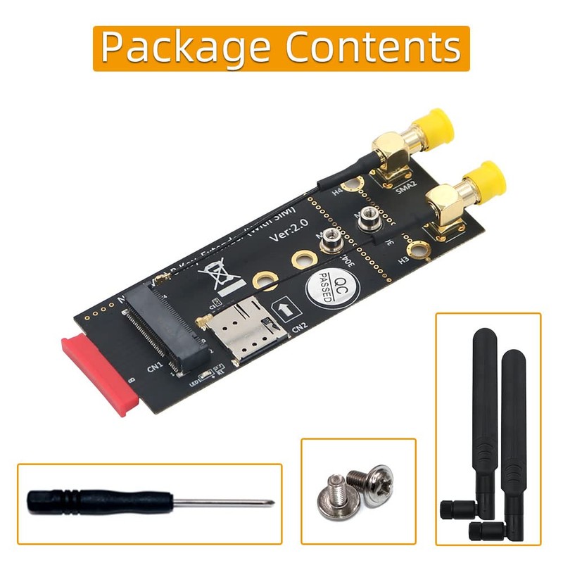 Mustpoint M.2(NGFF) Key B Adapter with SIM Card and Antenna