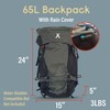 Bear Grylls 65L + 5L Hiking Hydration Backpack, Perfect For