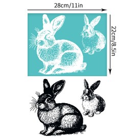 OLYCRAFT 2Pcs 11x8.6 Inch Easter Rabbit Silk Screen Stencil Animal Theme Self-Adhesive Silk Screen Printing Stencil Mesh Stencils Transfer Home Decor for DIY T-Shirt Pillow Fabric Decoration