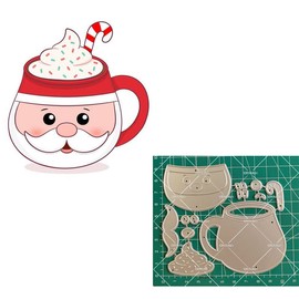 Christmas Santa Mug Metal Die Cuts Cutting Dies, Christmas Santa Mug Paper Cards Cutting Dies Cut Stencils for DIY Embossing Card Making Book Tags Decorative Paper Dies Scrapbooking