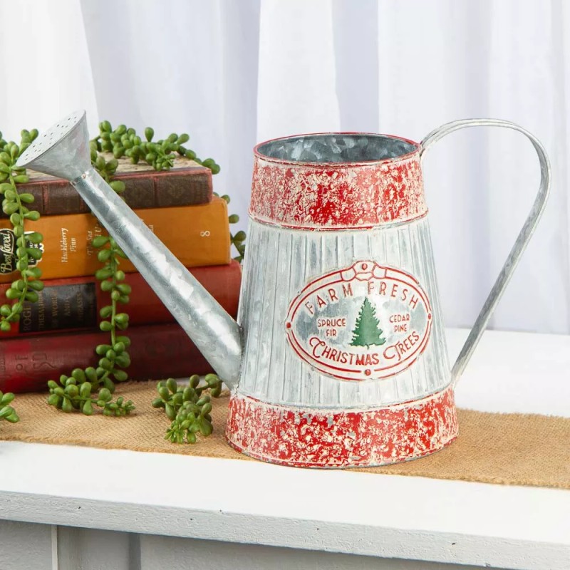 Set of 2 "Farm Fresh Christmas Trees" 8-1/4" Decorative Watering