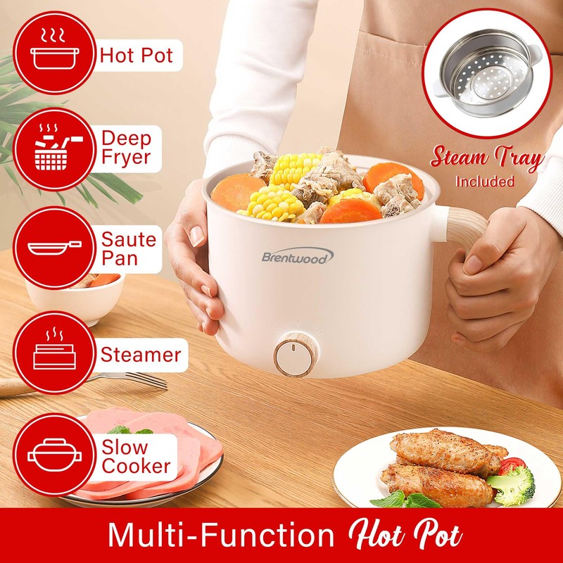 Brentwood Multi-Function Electric Hot Pot Cooker and Food Steamer with