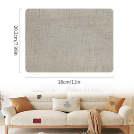 LEMBIK Linen Fabric Repair Patches,Self-Adhesive Fabric Patch for Sofas, Couch, Tents, Furniture,Tote Bags, Car Seats, Pack of 2 Striped Beige