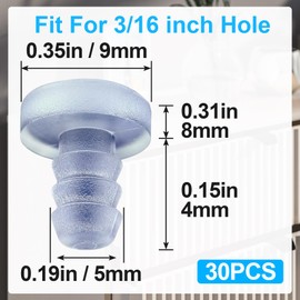 PAGOW 30 Pcs Glass Top Table Bumpers with Stem, Assorted Anti-Slip Pads, Clear Silicone Glass Patio Table Parts, Cabinet Stoppers for Furniture (0.19 inch/5 mm)