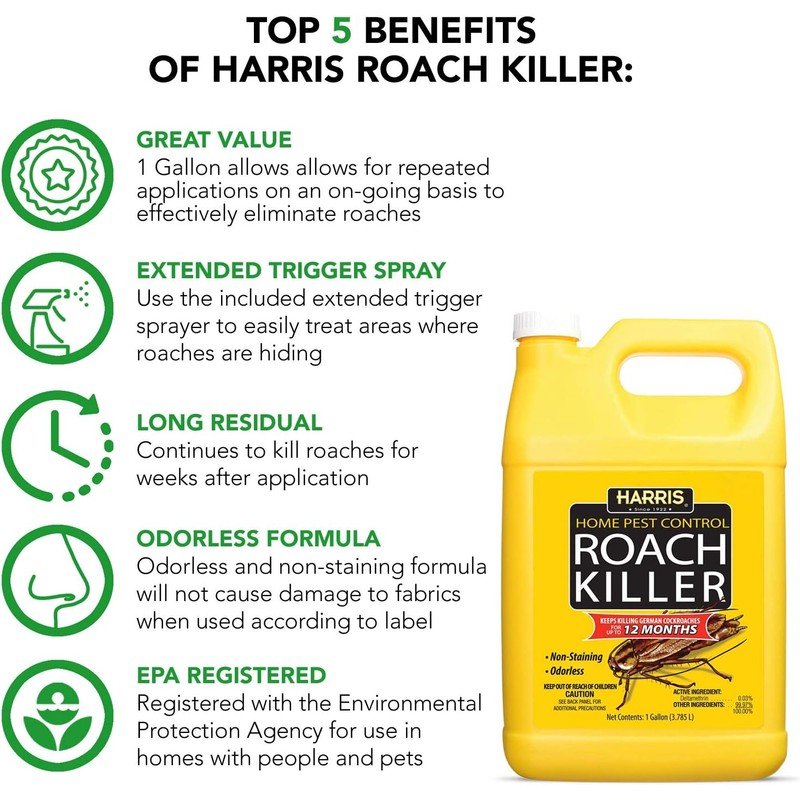 Harris Roach Killer, Liquid Spray with Odorless and Non-Staining 12-Month