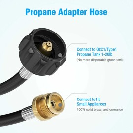 Ebeyexpress 5 FT Propane Adapter Hose 1lb to 20lb Converter for QCC1 / Type1 Tank,Gas Grill